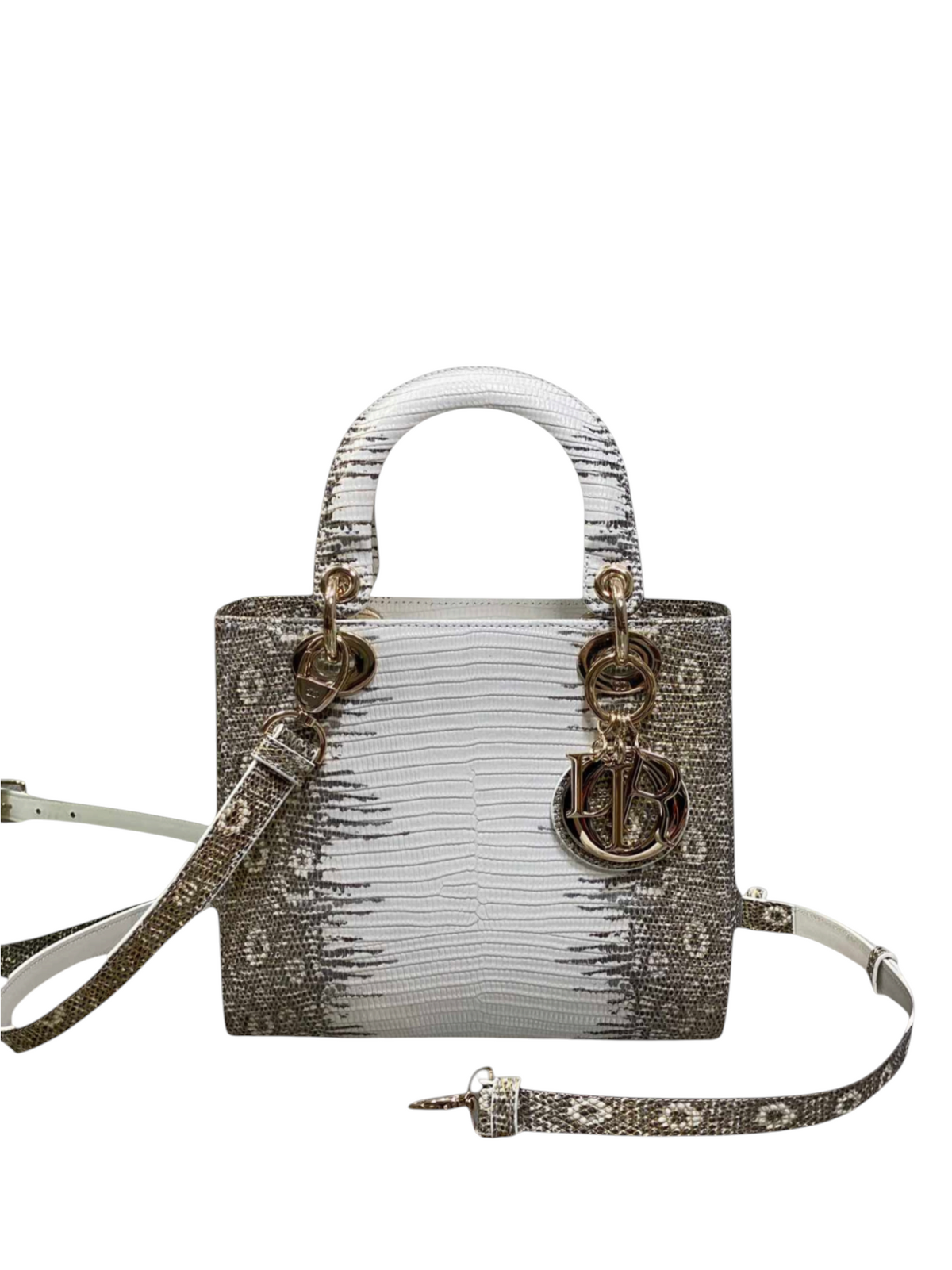 Lizard-Embossed Structured Top Handle Bag 20cm - View 1