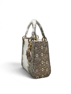 Lizard-Embossed Structured Top Handle Bag 20cm - View 6