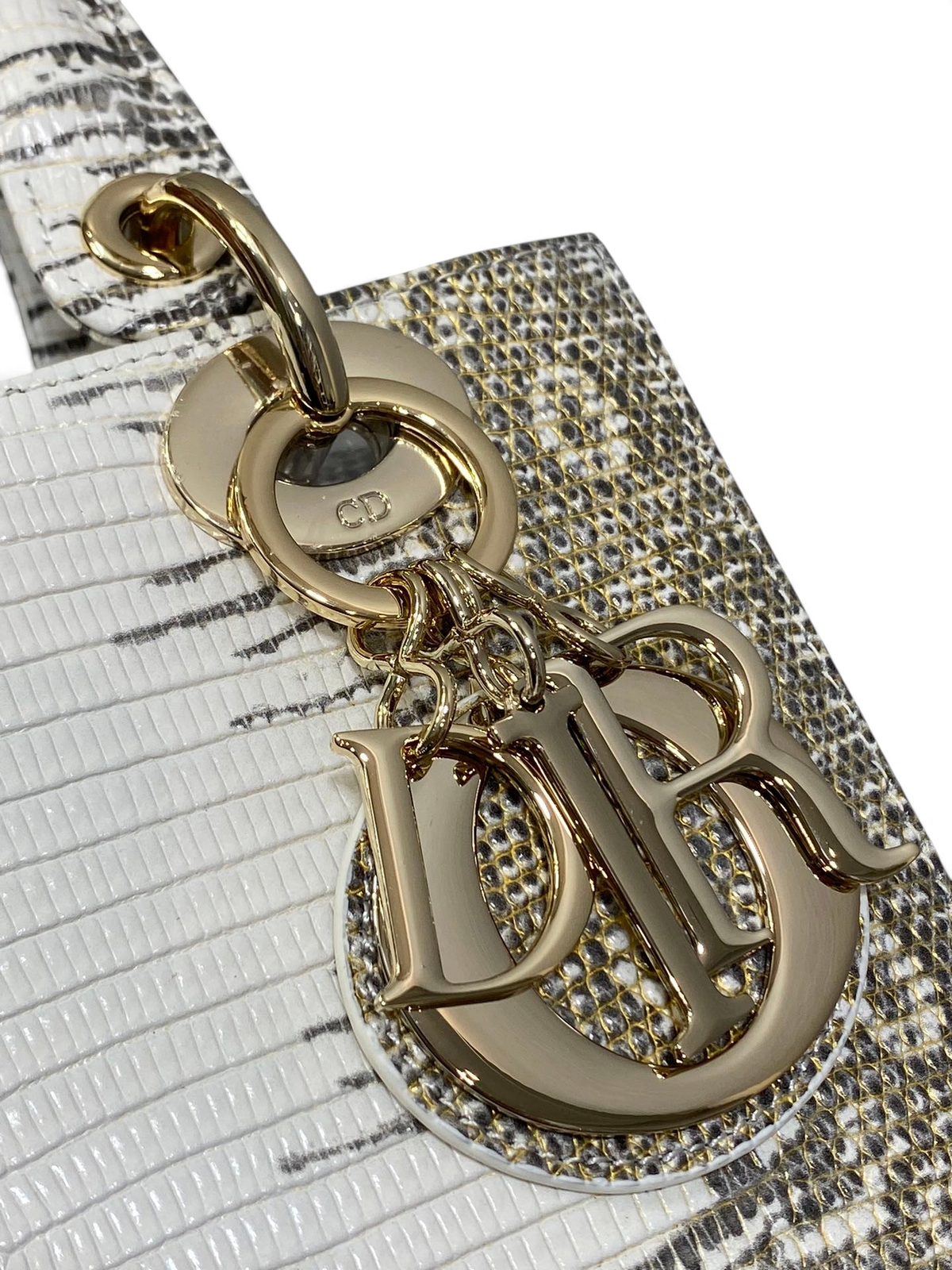 Lizard-Embossed Structured Top Handle Bag 20cm - View 3