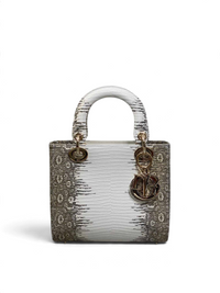 Lizard-Embossed Structured Top Handle Bag 20cm