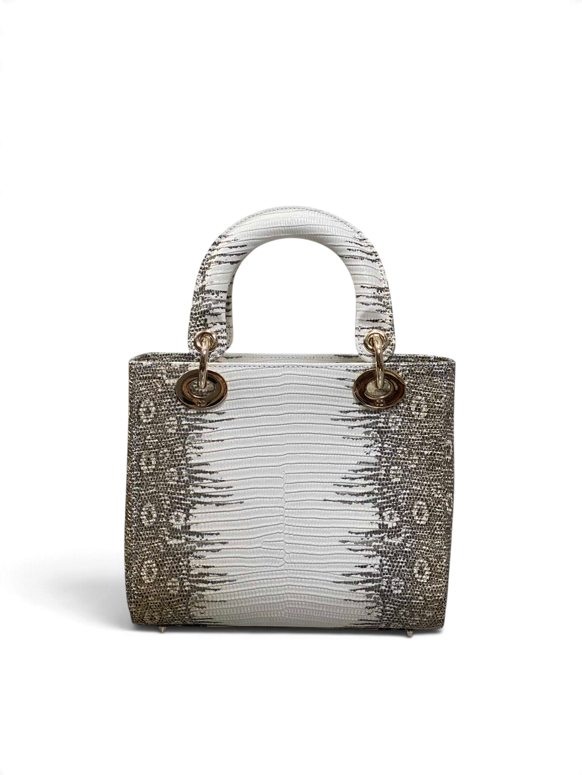 Lizard-Embossed Structured Top Handle Bag 20cm - View 5
