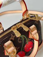 Nano Alma Monogram Canvas Bag with Cherry