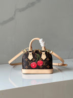 Nano Alma Monogram Canvas Bag with Cherry