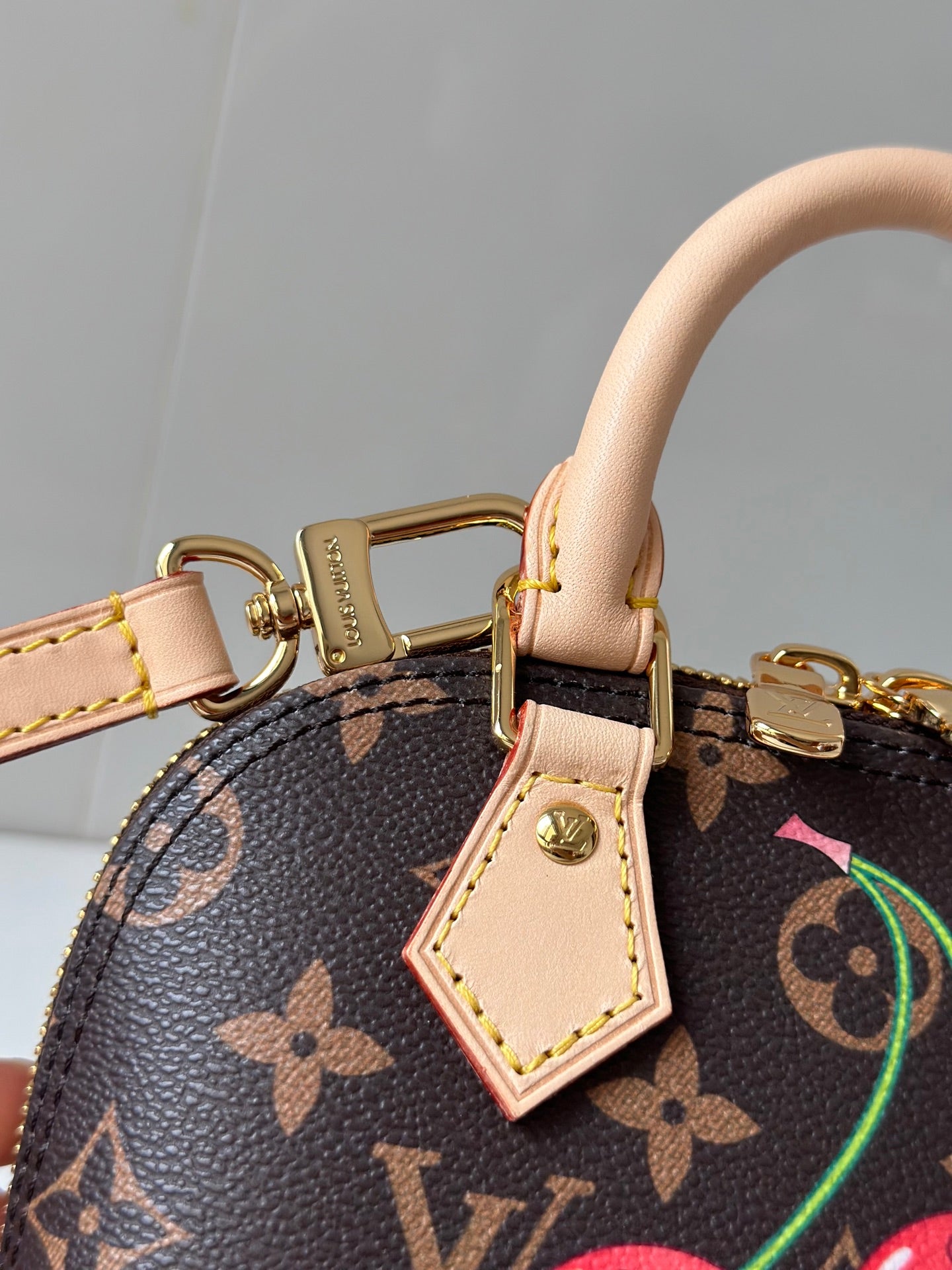 Nano Alma Monogram Canvas Bag with Cherry