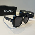 Quilted-Temple Butterfly Sunglasses - Black - View 1