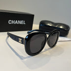Quilted-Temple Butterfly Sunglasses - Black - View 1