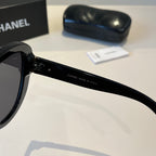 Quilted-Temple Butterfly Sunglasses - Black - View 7