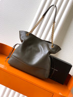 Saint Laurent Jamie 4.3 Large Pochon Bag in Taupe Lambskin Leather - Detail View 2