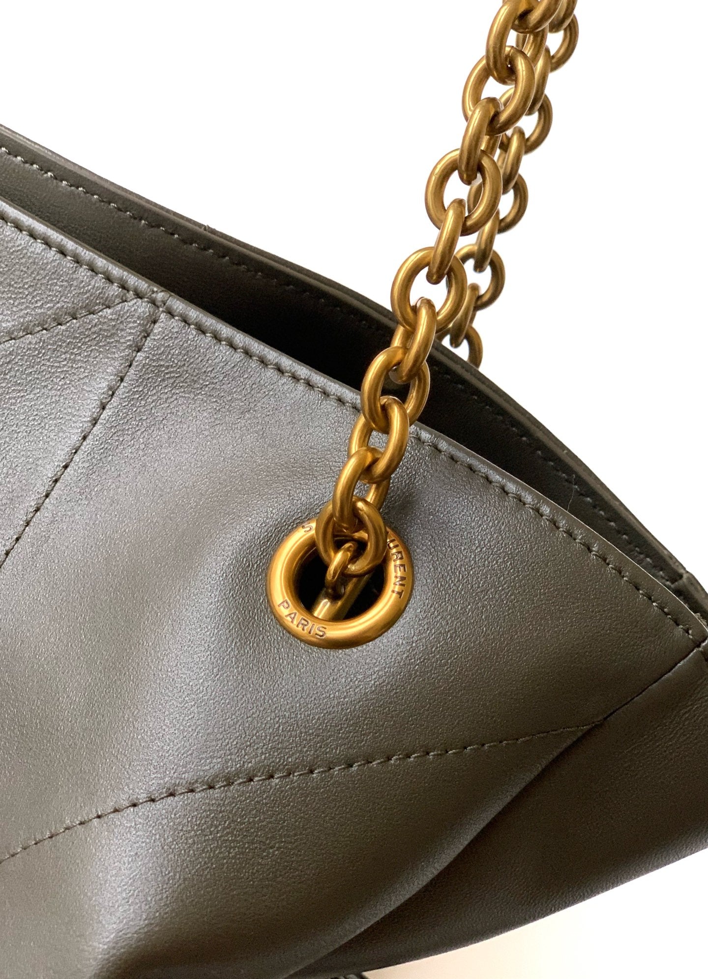 Saint Laurent Jamie 4.3 Large Pochon Bag in Taupe Lambskin Leather - Detail View 7