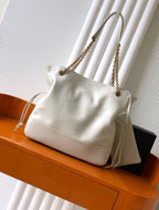 Saint Laurent Jamie 4.3 Large Pochon Bag in Ivory Lambskin Leather - Detail View 2