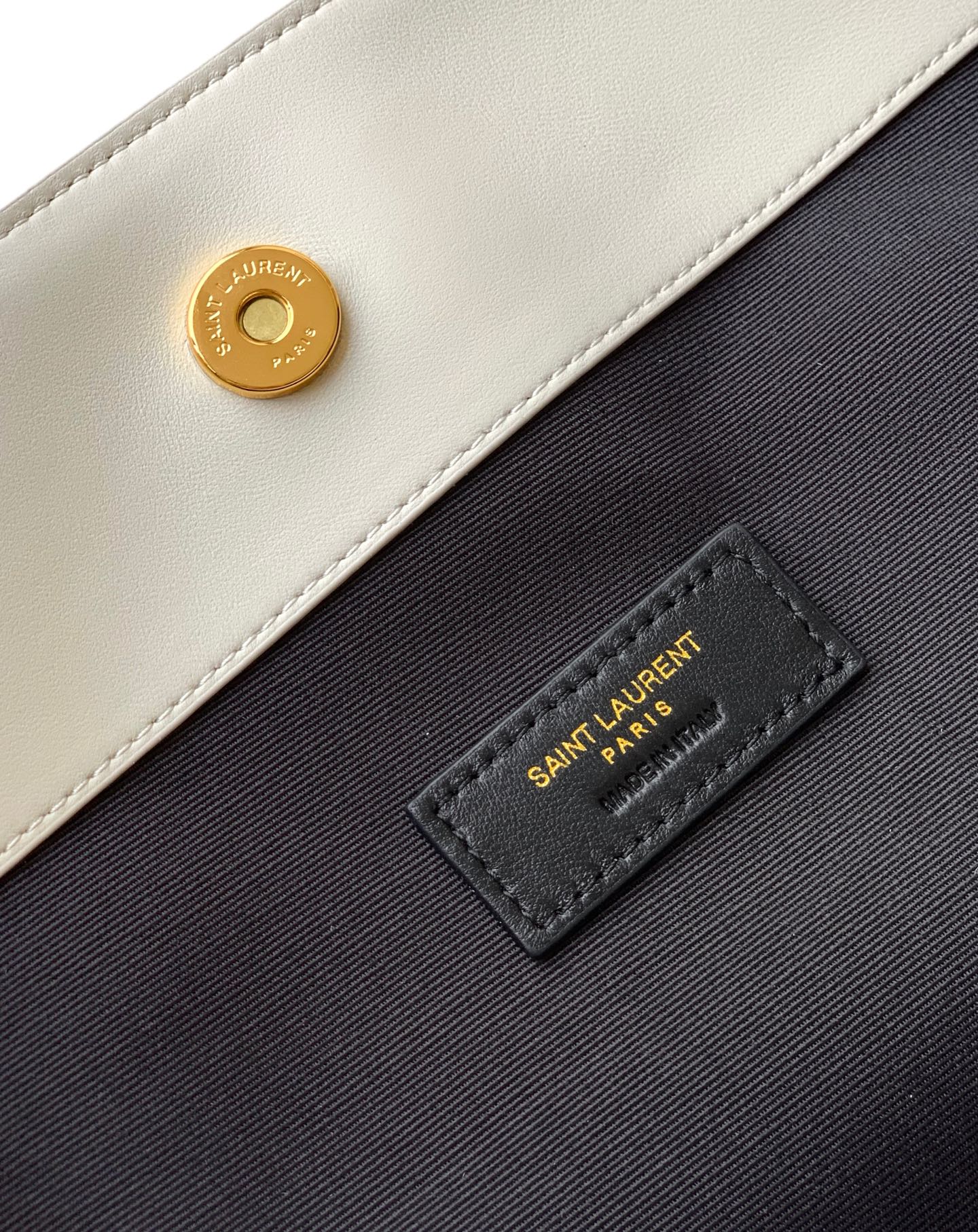 Saint Laurent Jamie 4.3 Large Pochon Bag in Ivory Lambskin Leather - Detail View 9