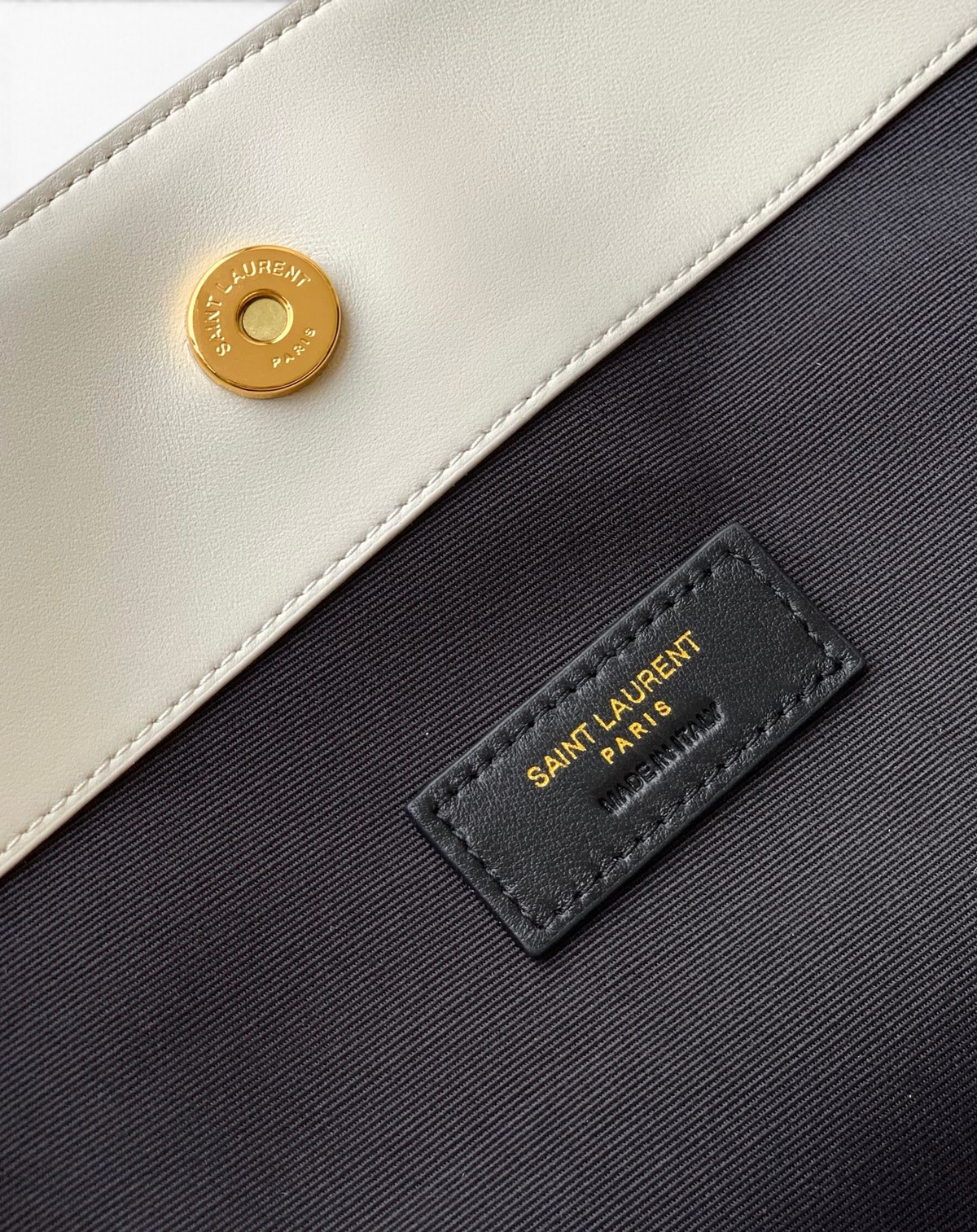 Saint Laurent Jamie 4.3 Large Pochon Bag in Ivory Lambskin Leather - Detail View 9