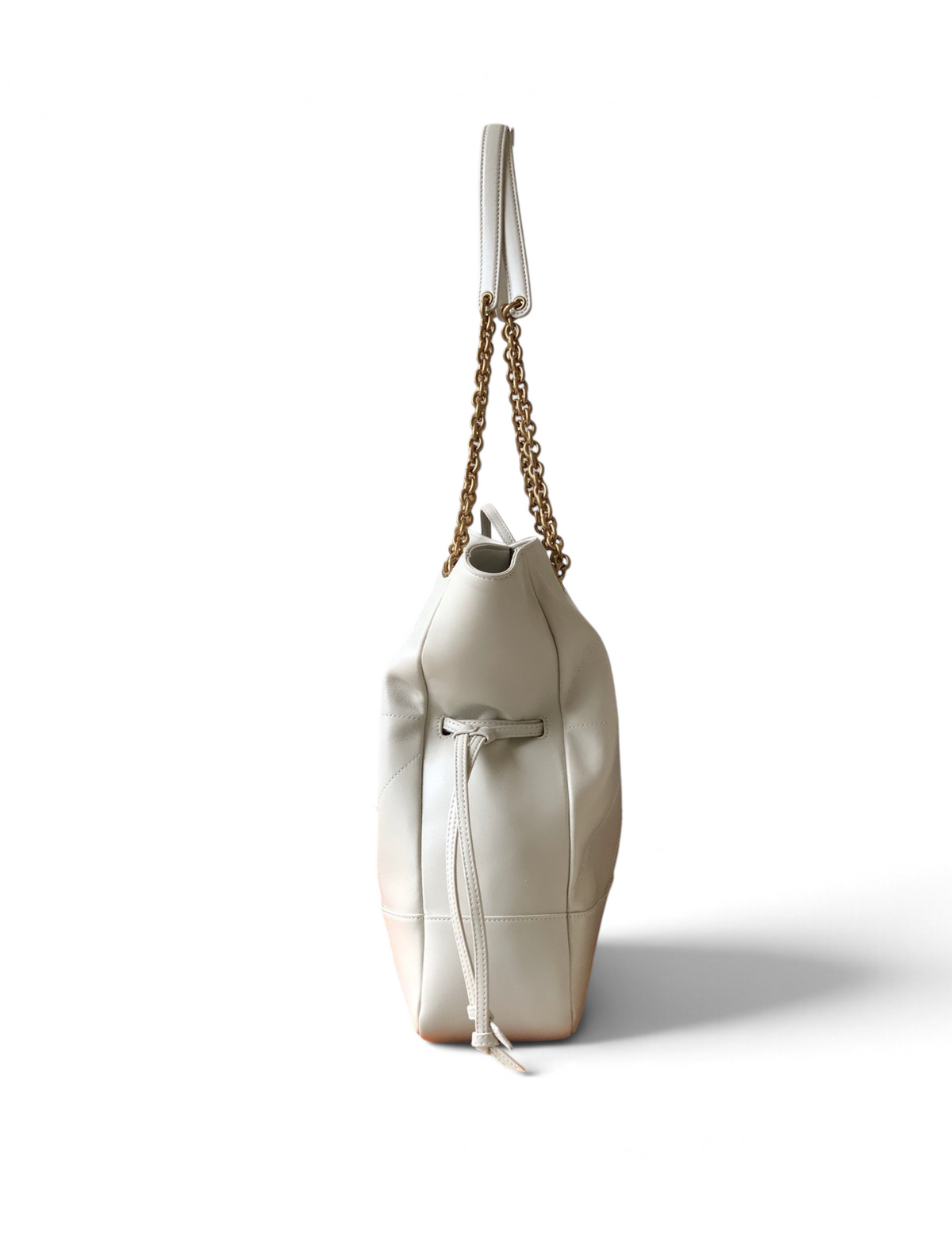 Saint Laurent Jamie 4.3 Large Pochon Bag in Ivory Lambskin Leather - Detail View 3