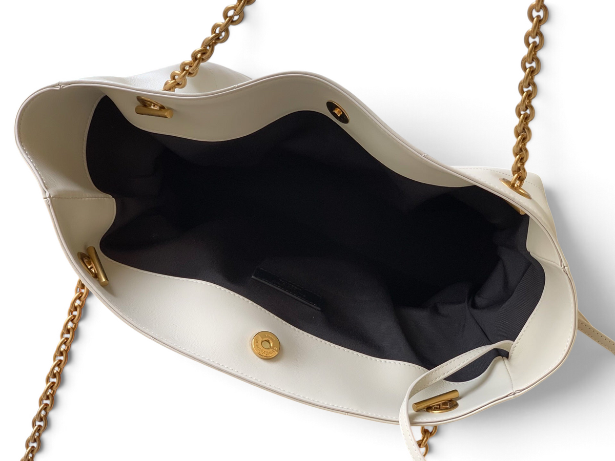 Saint Laurent Jamie 4.3 Large Pochon Bag in Ivory Lambskin Leather - Detail View 8