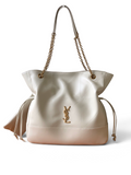 Saint Laurent Jamie 4.3 Large Pochon Bag in Ivory Lambskin Leather - Front View