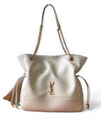 Saint Laurent Jamie 4.3 Large Pochon Bag in Ivory Lambskin Leather - Front View