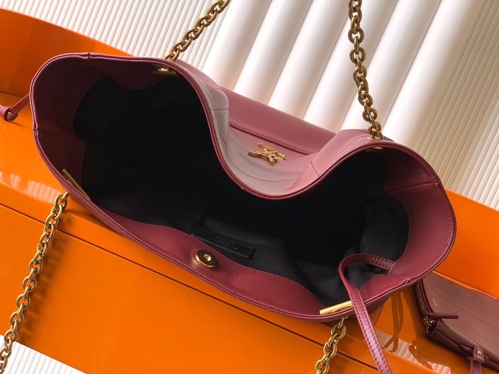 Saint Laurent Jamie 4.3 Large Pochon Bag in Burgundy Lambskin Leather - Detail View 8