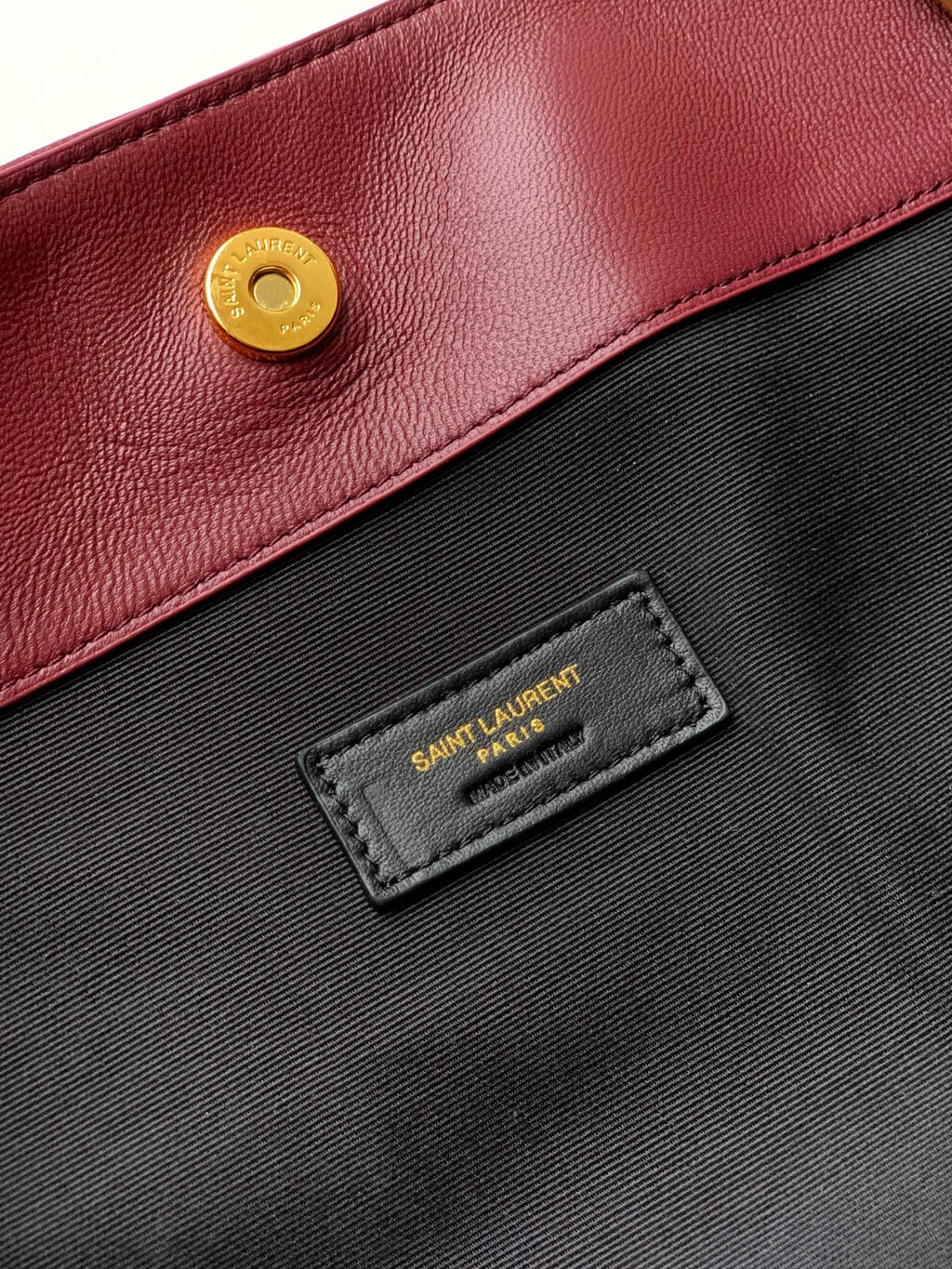 Saint Laurent Jamie 4.3 Large Pochon Bag in Burgundy Lambskin Leather - Detail View 9