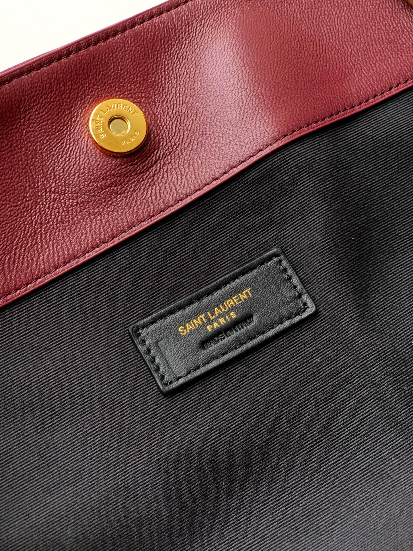 Saint Laurent Jamie 4.3 Large Pochon Bag in Burgundy Lambskin Leather - Detail View 9