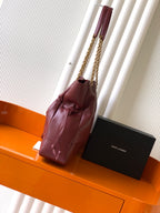 Saint Laurent Jamie 4.3 Large Pochon Bag in Burgundy Lambskin Leather - Detail View 3