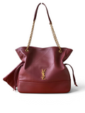 Saint Laurent Jamie 4.3 Large Pochon Bag in Burgundy Lambskin Leather - Front View