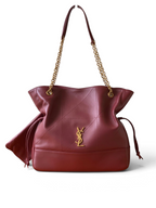 Saint Laurent Jamie 4.3 Large Pochon Bag in Burgundy Lambskin Leather - Front View