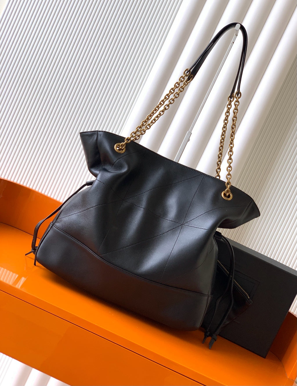 Saint Laurent Jamie 4.3 Large Pochon Bag in Black Lambskin Leather - Detail View 2
