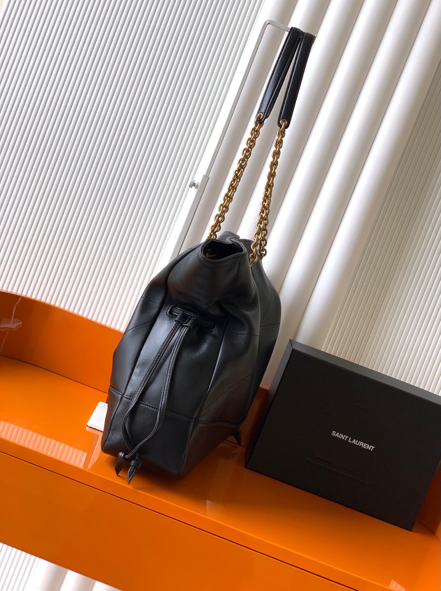 Saint Laurent Jamie 4.3 Large Pochon Bag in Black Lambskin Leather - Detail View 3