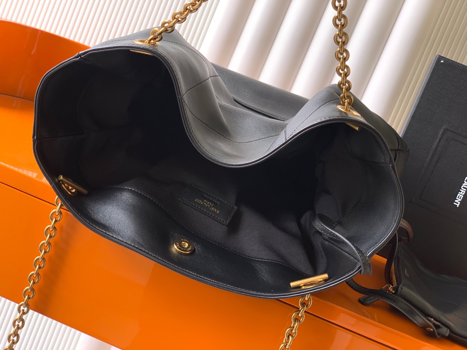 Saint Laurent Jamie 4.3 Large Pochon Bag in Black Lambskin Leather - Detail View 8