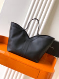 Saint Laurent Y Large Tote Bag in Black Grained calfskin Leather - Front View