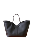 Saint Laurent Y Large Tote Bag in Black Grained calfskin Leather - Front View