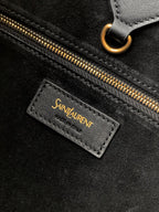 Saint Laurent Y Large Tote Bag in Black Grained calfskin Leather - Detail View 9
