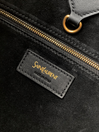 Saint Laurent Y Large Tote Bag in Black Grained calfskin Leather - Detail View 9