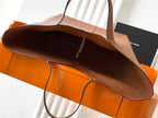 Saint Laurent Y Large Tote Bag in Tan Grained calfskin Leather - Detail View 8
