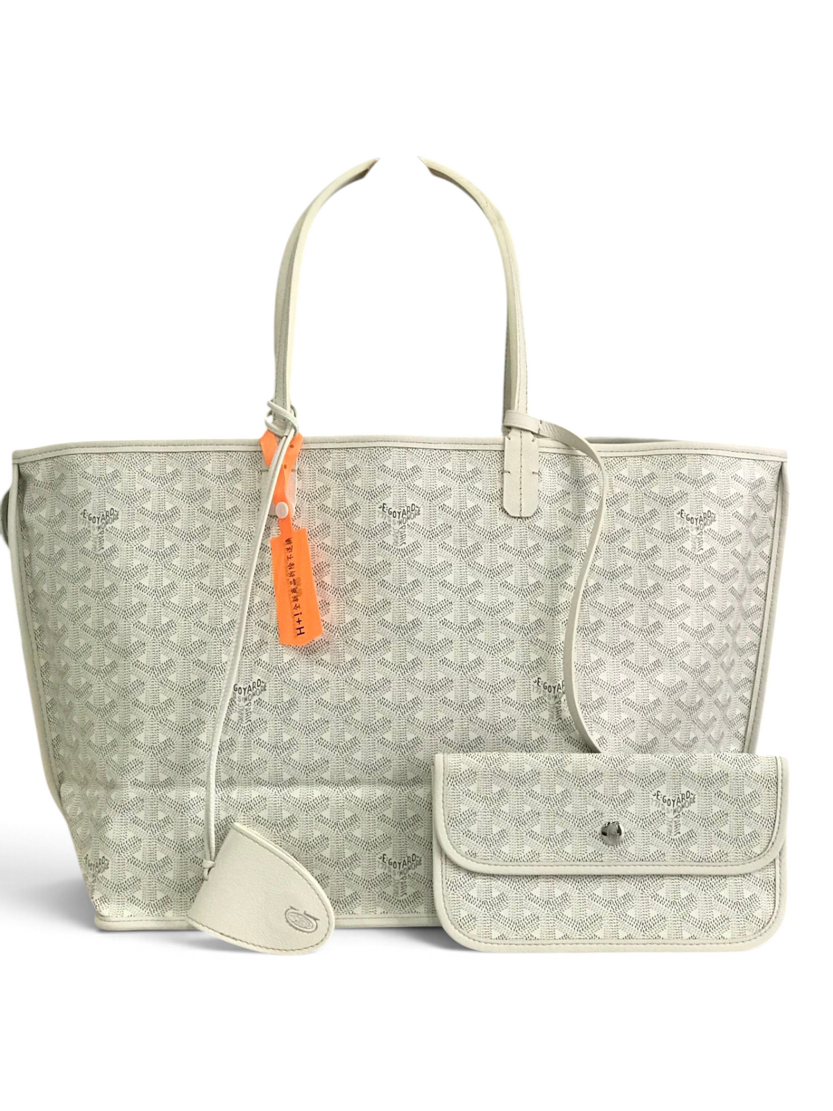 SWORD LUXURY beyaz Goyardine kanvas Anjou küçük boy çift taraflı tote çanta ve uyumlu çıkarılabilir bozuk para cüzdanı