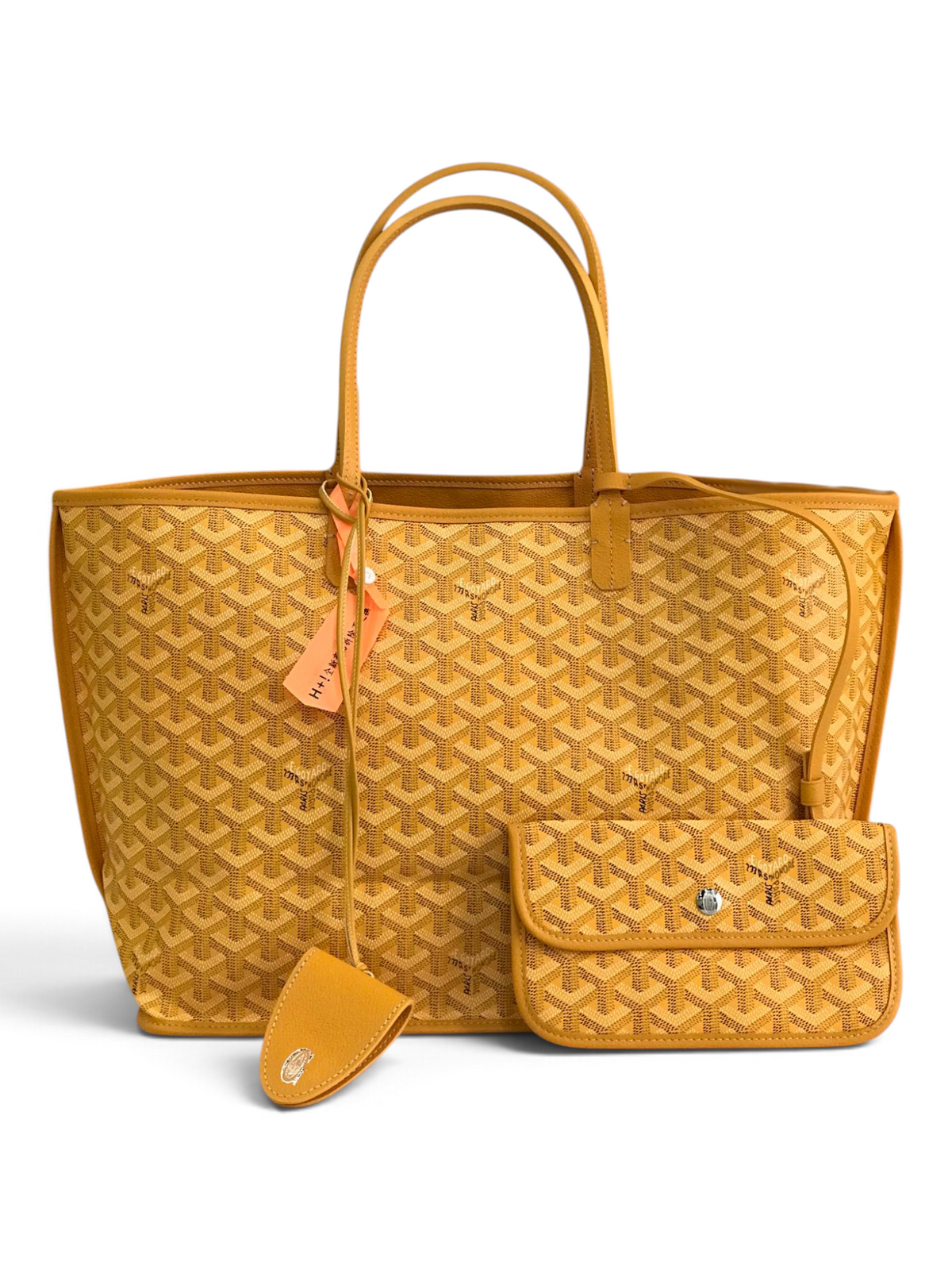 SWORD LUXURY sarı Goyardine kanvas Anjou küçük boy çift taraflı tote çanta ve çıkarılabilir bozuk para cüzdanı