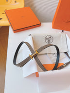 Slim Reversible Belt – Etoupe / Black (Gold Hardware)