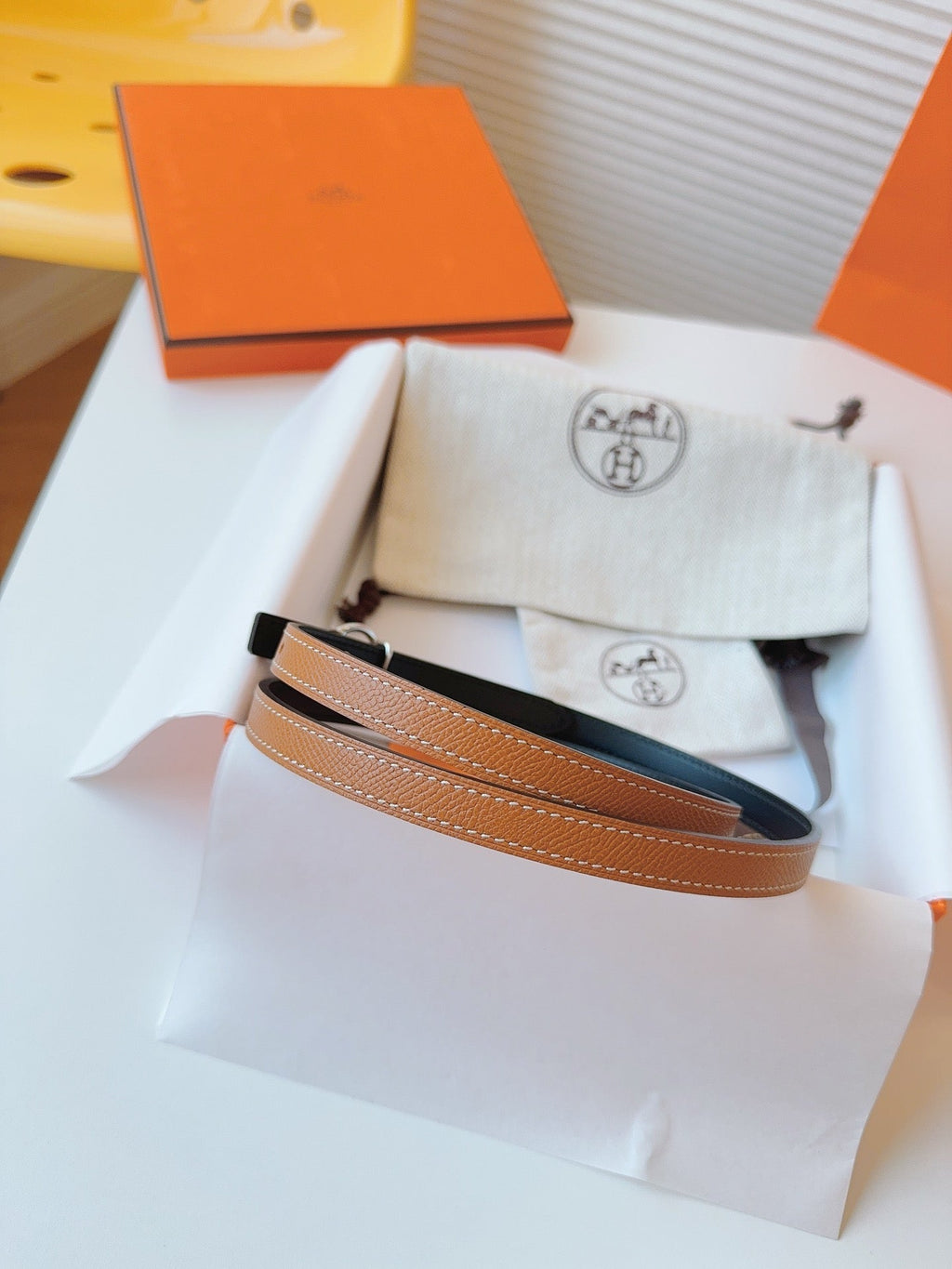 Reversible Slim Belt – Gold / Black