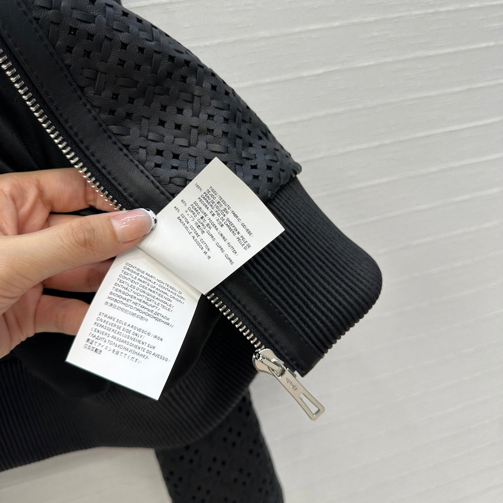 Perforated Sheepskin Bomber Jacket – Noir Edition