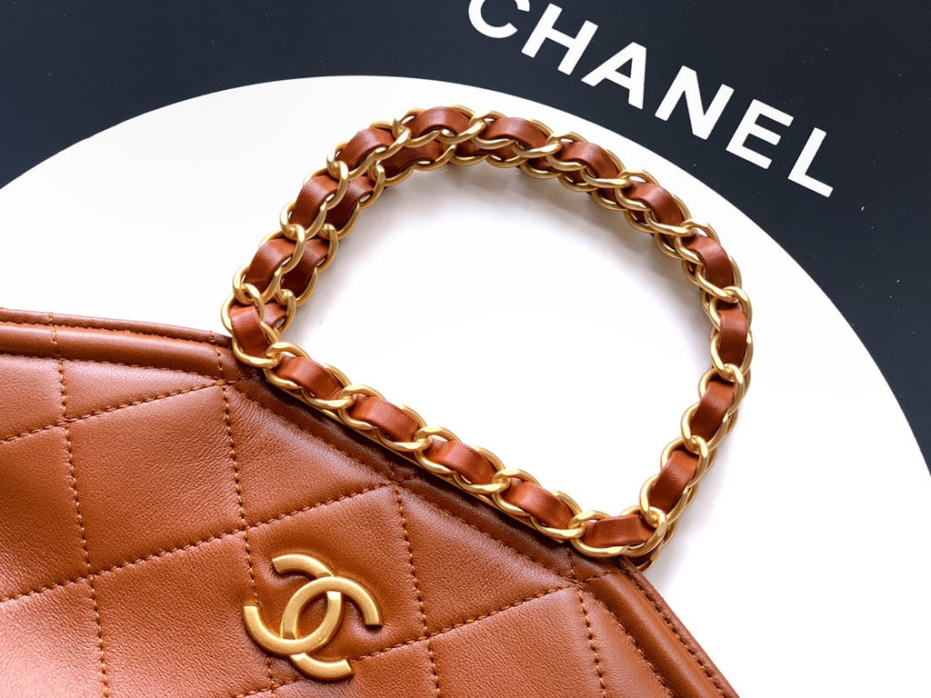 Small Quilted Top Handle Chain Bag