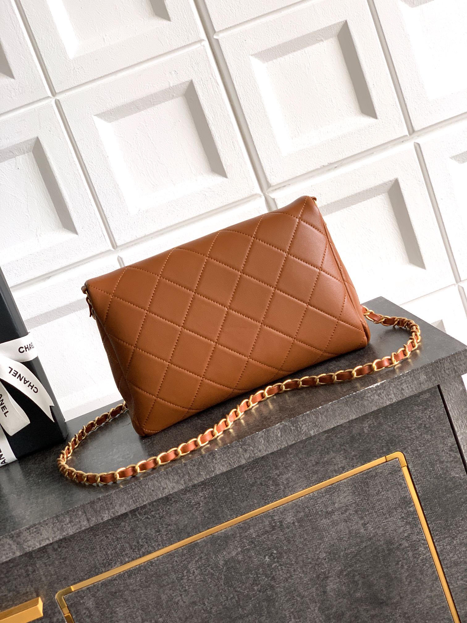 Small Quilted Top Handle Chain Bag