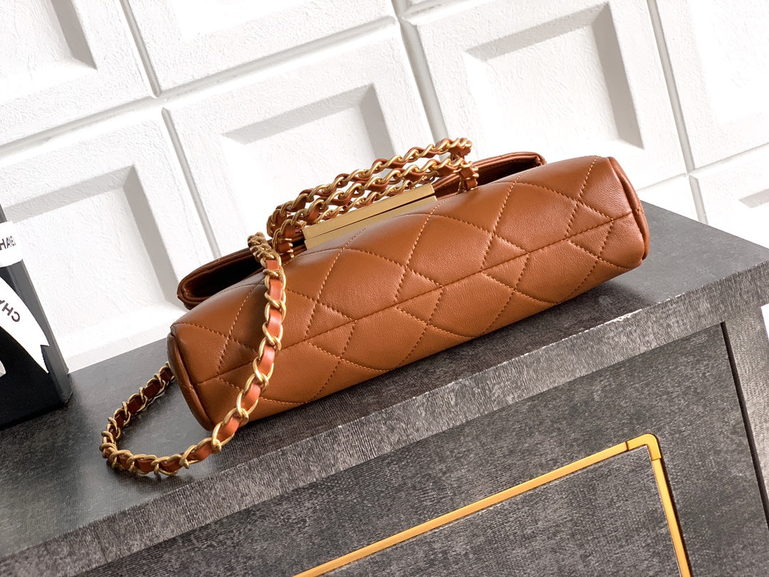 Small Quilted Top Handle Chain Bag
