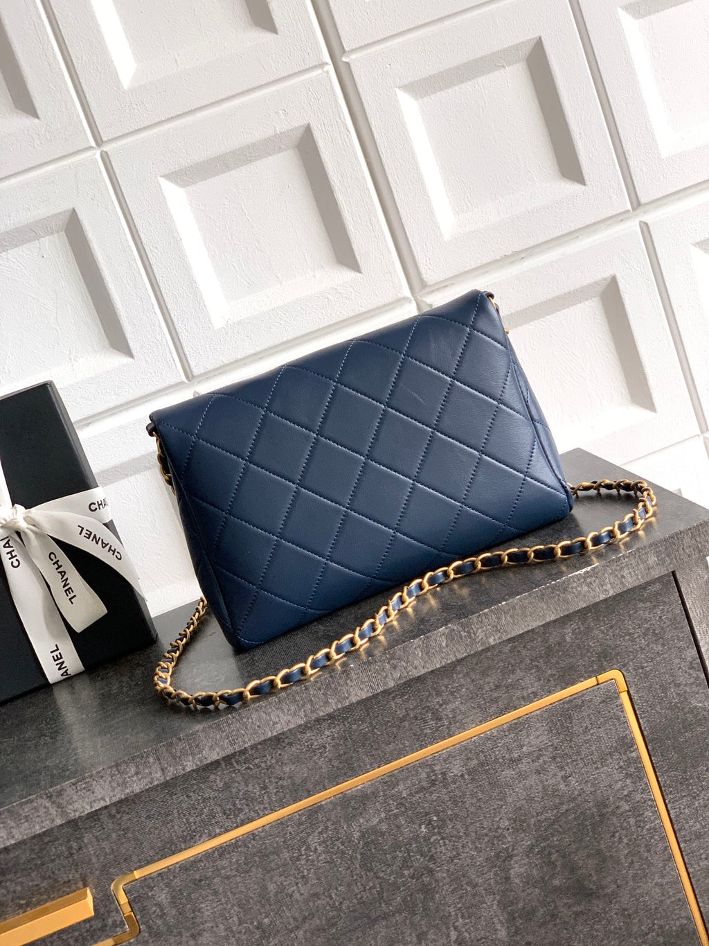 Small Quilted Top Handle Chain Bag