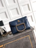 Small Quilted Top Handle Chain Bag