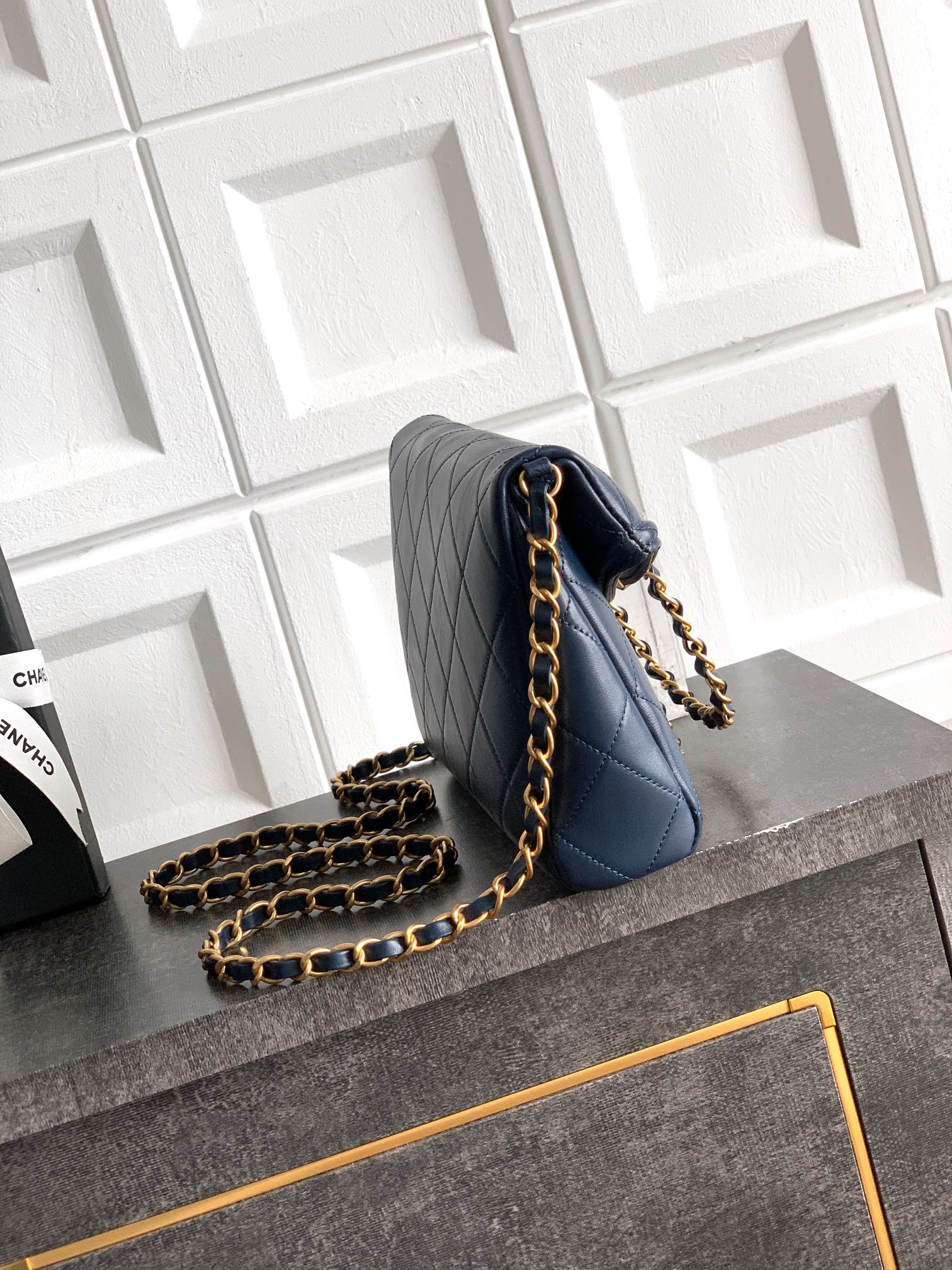 Small Quilted Top Handle Chain Bag