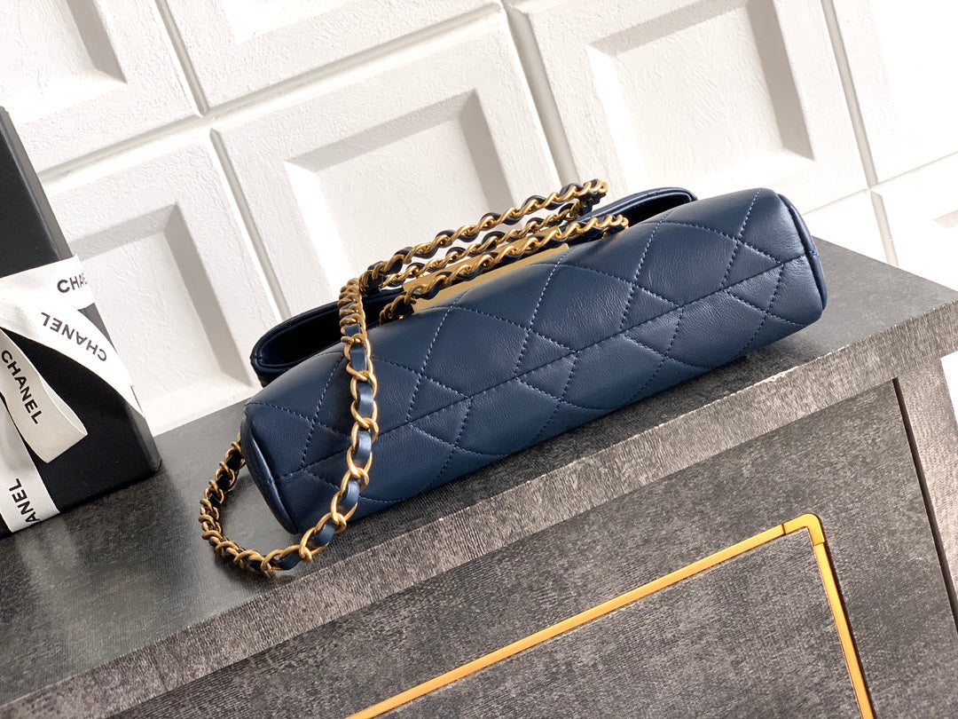 Small Quilted Top Handle Chain Bag