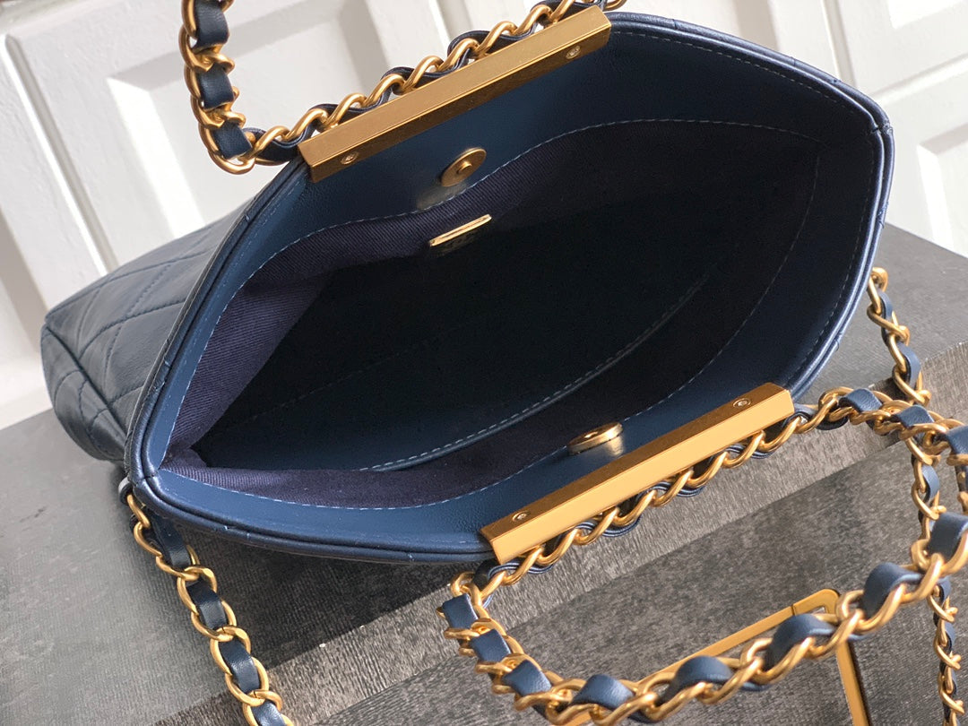Small Quilted Top Handle Chain Bag