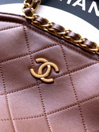 Small Quilted Top Handle Chain Bag