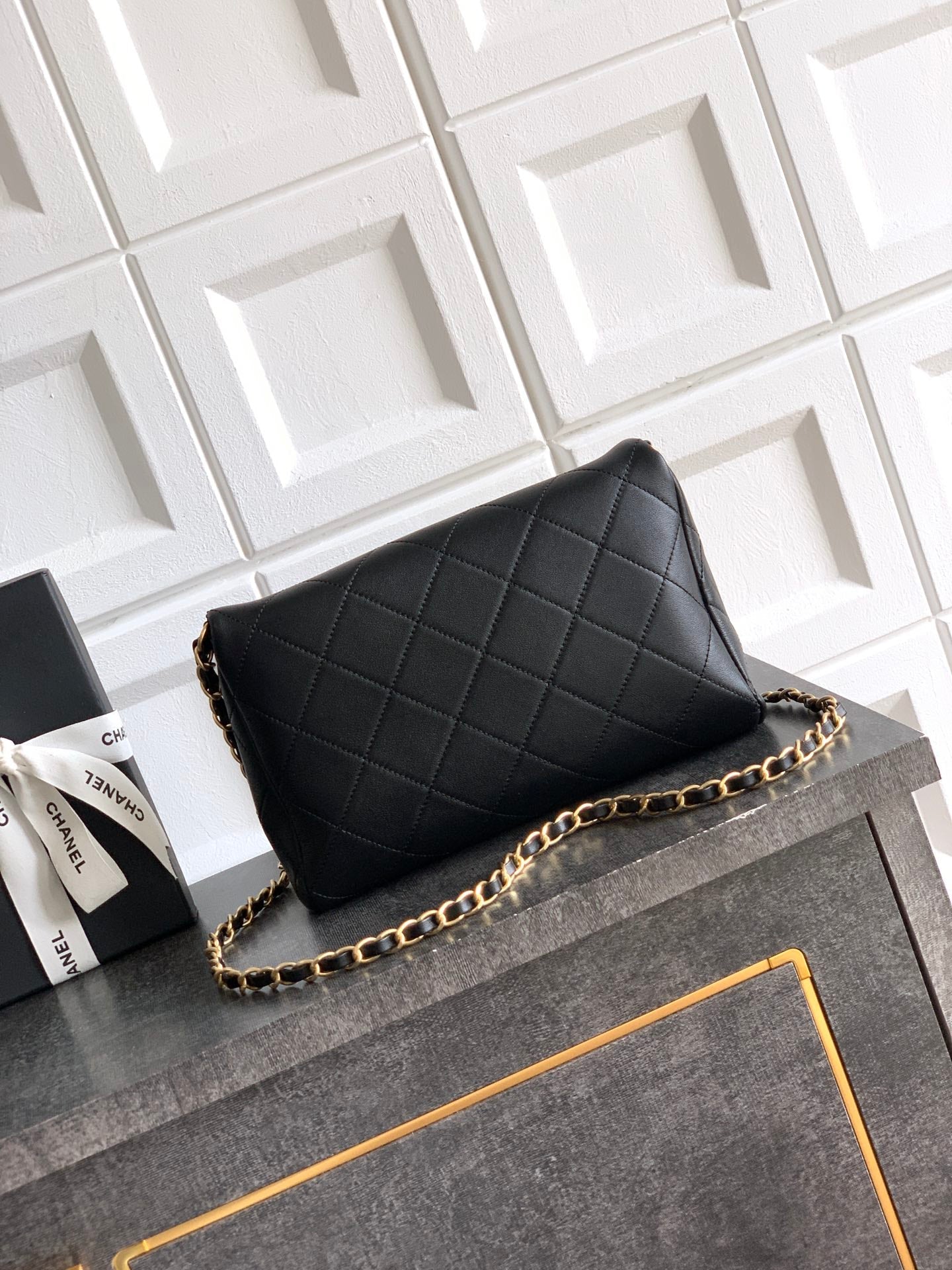 Small Quilted Top Handle Chain Bag