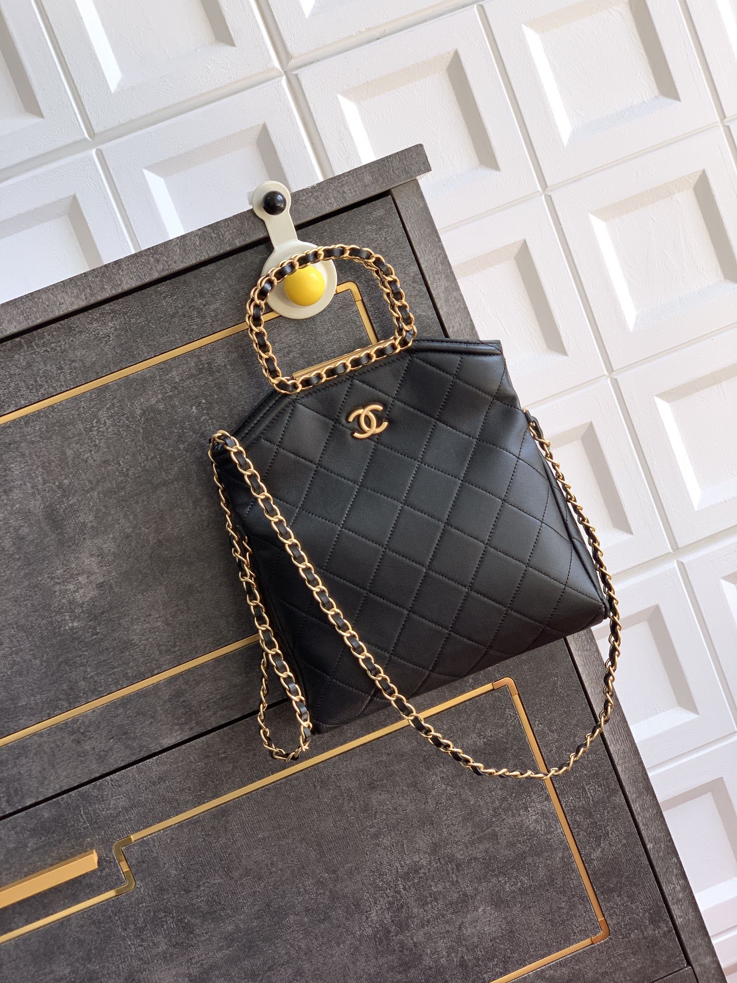 Small Quilted Top Handle Chain Bag